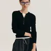 Suéter de Punto Delgado Suave y Esponjoso con Cuello Henley para Mujer, Capa Base de Invierno/Otoño, Falso Dos Piezas Francés, Top de Capa Interior de Nicho