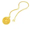Pingente da Sorte Estilo Antigo Banhado a Ouro com Caractere "F" Rotativo, Colar Feminino, Estilo Chinês Moderno, Venda Direta do Fabricante, Em Estoque Atacado