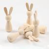 Conejo de pascua diy madera pintada color conejo juguete niños pintado a mano cabeza de conejo pequeña figura de madera