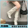 Botas negras botas largas para mujer pantalones de pierna ancha plisados botas de montar sensación de alta gama corte ajustado botas largas holgadas