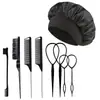 Gorro de Ducha de Color Sólido Estilo Europeo y Americano Platinum Classic para Adultos, Peine de Cola para Peinado y Mechas, Peine de Cola para Mechas y Peluquería, Trenzado de Cabello y Tirar del Cabello