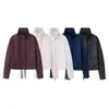 Fábrica de Ropa para Mujer Transfronteriza Venta al por Mayor 2026 Nueva Moda Europea y Americana Cómoda Casual Manga Larga Cuello Alto Chaqueta Abrigo de Lunares