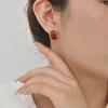 Aretes Esmaltados Retro Aguja de Plata 925 Nueva Moda Aretes Elegantes Borgoña Lujo Accesible Aretes de Alta Gama para Mujer