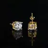 Aretes de Cuatro Garras Más Vendidos, Elegantes Aretes de Diamante Blanco Redondo Corte Princesa, Aretes de Cuatro Garras para Mujer, Fiesta de Boda