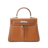 Bolsa Kelly de Couro Bovino de Primeira Camada Rápida com Bolsos Duplos, Bolsa de Mão Feminina, Bolsa Transversal de Ombro Kelly de Couro Genuíno de Grande Capacidade