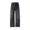 Jeans de cachemira para hombre, corte recto holgado, otoño/invierno 2026, forrados de felpa, alta gama, lavado pesado, pantalones largos casuales