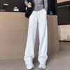 Pantalones de Maternidad para Otoño e Invierno, Forrados de Polar, Engrosados, Pantalones de Chándal Ajustados de Pierna Ancha, Pantalones Largos Gris Oscuro, Sin Soporte Abdominal, Pantalones Banana con Cordón