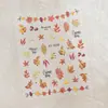 Pegatina para Uñas Hoja de Arce Roja Día Dorado de Otoño Maillard 3D Hojas Caídas Doradas Hojas Caídas Rojas Calcomanía Decoración para Uñas