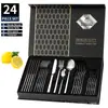 410 Popular Transfronteiriço Amazon Conjunto de Talheres de Aço Inoxidável com 24 Peças - Faca, Garfo e Colher - para Hotel, Casa, Mesa - Caixa de Presente