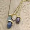 Europa y Estados Unidos transfronterizo nuevo Amazon más vendido simple collar con colgante de cristal geométrico bañado en oro collar de piedra preciosa para mujer