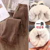 Pantalones de Invierno para Niñas con Forro de Felpa Cálidos Engrosados Cintura Alta Estilo Occidental de Invierno Pantalones de Pana para Niños Super Gruesos de Campana