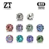 Arete de Aleación de Titanio F136 con Base de Copa de Taladro y Fijación de Garras, Perforación para Labio de Circonita Cúbica 5A, Joyería para Perforación de Cartílago Auricular G23