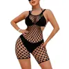 Lingerie Sexy Transfronteiriça, Meias Sexy Apertadas, Conjunto Peça Única em Renda de Rede, Conjunto em Renda de Rede Vazada, Alta Elasticidade, Design Anti-Deslizamento