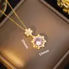 [Aço Titânio] Colar Feminino Zircônia Flor Pingente Brincos Anel Leve Luxo High-End Nicho Design Brincos Joias