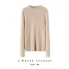 Nuevo suéter de cachemira 100% pura para otoño e invierno para mujer, cuello semi-alto, suéter de punto ajustado, camiseta base de manga larga