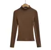 Xmy2552-25 Nova Camiseta de Outono Estilo Europeu e Americano Quente para Outono e Inverno com Forro de Lã Slim Fit Gola Alta Meia Manga