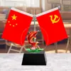 Pequeno ornamento de mesa com bandeira vermelha para casa, escritório, sala de conferências, mesa; ornamento de bandeira vermelha cinco estrelas; Ornamento de "Bênção do Oficial Celestial"