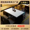 Fabricante de Mesa de Jantar de Ardósia com Borda Chanfrada Estilo Chinês Novo Transfronteiriça Mesa de Jantar Retangular Comercial Atacado Personalizado para Catering
