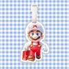 Super Mario para mapear la etiqueta del equipaje, la tarjeta de embarque, la etiqueta de la maleta, la mochila escolar, colgante con estrella alrededor del mismo