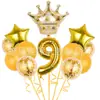 Set de Globos Digitales de Corona Transfronterizos en Varias Formas para Decoración Temática de Fiesta de Primer Cumpleaños Infantil Globos de Papel de Aluminio