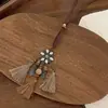 Nova Gargantilha Pingente Estilo Étnico Retrô Chinês Moda Feminina Versátil Longa Acessório de Pescoço Nicho Corrente de Camisola em Camadas