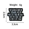 Broche Geométrico Criativo Fundo Preto Texto Branco Personalidade Esmalte Liga Combinado de Insígnia com Frase em Inglês Acessório de Fixação para Roupas