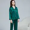 Pijama de Seda para Mujer Traje de Dos Piezas de Manga Larga para Primavera y Verano 100% Seda de Morera Nuevo Conjunto de Verano Ropa de Casa