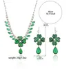 Conjunto Transfronterizo de Aretes de Circonia de Moda Europea y Americana Tendencia, Collar de Flor Verde Estilo Ins, Cadena Elegante para Clavícula con Borlas