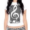 2025 Nova Camiseta de Verão Y2K Estampada de Manga Curta Top de Manga Curta com Gola Redonda Camiseta Personalizada Estilo Ins Retrô Escuro