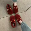 Zapatos planos y mullidos estilo coreano para mujer, para usar al aire libre en otoño/invierno, nueva colección 2026, sin cordones, zapatos Mary Jane de algodón mullidos, zapatos de algodón con forro polar