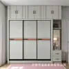 Armario de almacenamiento económico para dormitorio en casa, armario de esquina con espejo, armario de madera maciza con puerta corredera, puerta corredera moderna minimalista