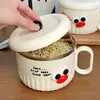 Tazón de Acero Inoxidable para Fideos Instantáneos con un Diseño Elegante, Tapa y Asa, Adecuado para el Trabajo, Dormitorio y Estudiantes, Tazón de Almuerzo de Gran Capacidad