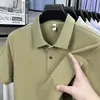Camiseta de Manga Corta 100% Algodón Puro para Hombre, Mismo Estilo que la del Mostrador, Nuevo Estilo de Verano, Camisa Polo de Color Sólido de Alta Gama, Ropa para Hombre de Manga Media
