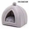 Cama para gato de mascota, desmontable y lavable, cálida de invierno, para todas las estaciones, estilo tienda de campaña para perro, casa para gato, cama semi-cerrada de felpa para perro de mascota