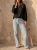 Otoño 2026 Nuevo Llegada Transfronterizo Europeo y Americano Superior Cuello Redondo Mangas de Linterna Holgada Casual Viaje Versátil Adelgazante Camisa para Mujer