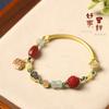 Pulseira tecida com pingente Ruyi Nuvem Auspiciosa estilo antigo cor de areia e ouro para cotovelo DIY tendência nacional estilo chinês joias originais Hanfu adornos femininos