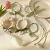 Elástico de Cabelo Flor de Lírio do Vale com Pingentes, Scrunchie Floral, Elástico de Cabelo para Meninas, Acessório de Cabelo