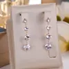Pendientes Transfronterizos Incrustados de Circonita Que Realzan la Apariencia del Rostro, Pendientes Redondos Pequeños, Pendientes Exagerados Retro de Lujo Ligero, Pendientes Largos con Borlas de Gama Alta