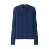 Nueva colección otoño/invierno 2026: Cárdigan de cachemira a rayas, cuello alto, corte ajustado, con cremallera - un suéter de punto versátil, elegante y minimalista