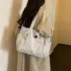 Bolsa de lona estilo coreano ins, bolsa de mano artística, estilo casual, bolso de mano para la escuela de estudiantes, bolsa de hombro grande para compras, moderna
