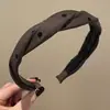 Diadema Trenzada de Lunares Grises para Mujer, Pasador Versátil de Otoño e Invierno, Diadema de Corona Alta, Elegante Accesorio para el Cabello