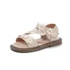 Sandalias Florales Estilo Francés para Niñas Pequeñas Verano 2025 Nuevos Zapatos de Princesa Coreanos para Bebés con Punta Abierta Zapatos de Playa para Niñas Pequeñas