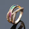 Europeo y Americano deseo transfronterizo explosiones de ebay anillo de circonita de color de lujo para mujer anillo de fiesta bañado en plata Joyería