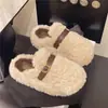 Pantuflas de algodón para mujer, con suela gruesa, que aumentan la altura, forradas de felpa, cálidas y de punta cerrada, nuevo estilo invierno 2026, versátiles, a la moda, casuales y ligeras, peludas