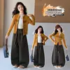 Roupas infantis para meninas 2026 outono novo estilo, conjunto casual de outono com cardigã com zíper e estampa de letras para crianças de tamanho médio e grande e calça de perna larga