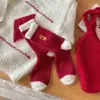 Calcetines Rojos para Mujer en su Año Zodiacal, Otoño e Invierno, Calcetines Engrosados y Cálidos de Terciopelo de Visón, Calcetines Cálidos para el Año del Caballo, Calcetines de Año Nuevo