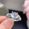 Anillo de Piedra de Uva Natural, Fluorescente Tipo Hielo, Limpio como el Cristal, Incrustado de Precisión en Plata 925, Piedra Principal 9mm