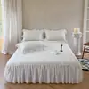 Juego de Tres Piezas de Alfombrilla Refrigerante de Haba de Hielo Estilo Girly Francés, Estilo Falda de Cama Refrigerante de Verano, Lavable a Máquina, Alfombrilla Suave Plegable para Aire Acondicionado