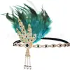 1920 The Great Gatsby Lady Saia Acessórios Folhas Pérola Dupla Fileira Strass Halloween Bola Tiara