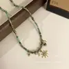 Collar de Cuentas de Nicho Rosa-Azul Fresco de Primavera y Verano, Versátil y Elegante, Cadena para Clavícula de Gama Alta, Nueva Cadena Dulce para el Cuello para Niñas